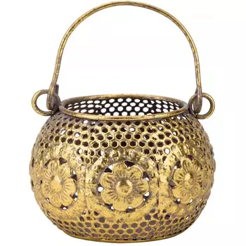 Подсвечник с ручкой Glasar золотистый 10х10х8 см