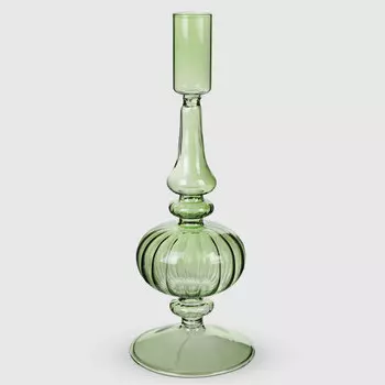 Подсвечник Yancheng Shiny стеклянный зеленый 8,5х8,5х23 см