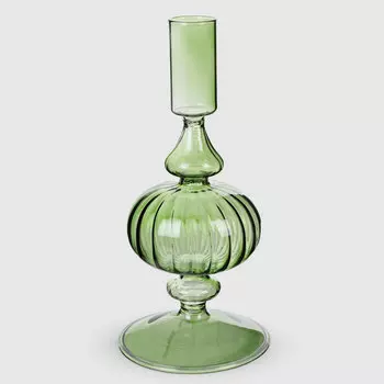 Подсвечник Yancheng Shiny стеклянный зеленый 8,5х8,5х18 см