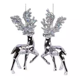 Подвеска декор Kaemingk олень 3х8х16 см серебро в ассортименте