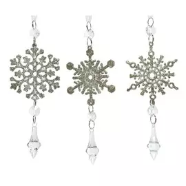 Подвеска декор Kaemingk снежинка 1,7x6,5x17 см в ассортименте