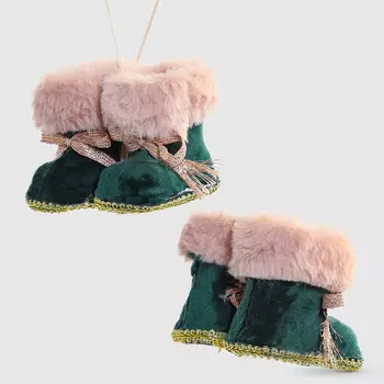 Подвеска новогодняя Due Esse Christmas ботинки зеленые 7 см