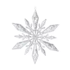 Подвеска Weiste снежинка 100мм прозрачный/серебряный
