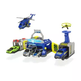 Полицейский штаб Dickie с 4 машинками и 1 вертолетом