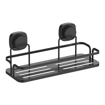 Полка настенная Zalger прямая на вакуумных присосках чёрная