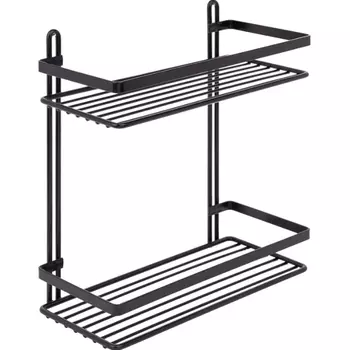 Полка прямая Teknotel 2 яруса чёрная матовая 25х12х27 см