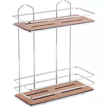 Полка прямая Teknotel 2 яруса дерево/хром