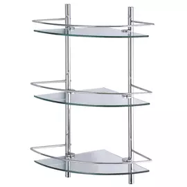 Полка стеклянная угловая тройная, с бортиком WasserKraft