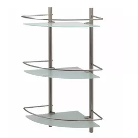 Полка стеклянная угловая тройная Wasserkraft серебряная 31х61х31 см