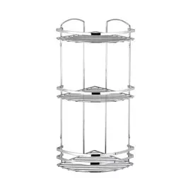 Полка Teknotel Угловая Трехъярусная серебряная 24х24х62 см