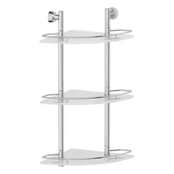 Полка угловая 3-х ярусная 28 cm (матовое стекло; хром) (FBS)