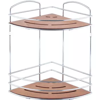 Полка угловая Teknotel 2 яруса дерево/хром