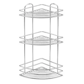 Полка в ванную Teknotel угловая серебряная 21х21х46 см