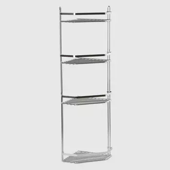 Полка в ванную угловая Teknotel 4 яруса 20x20x76 см хром