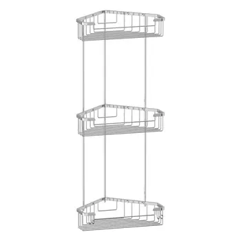 Полочка-решетка с крючками угловая 3-х ярусная (хром) FBS RYN 009