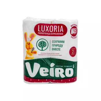 Полотенца бумажные кухонные Veiro Luxoria 3 слоя 2 рулона белые