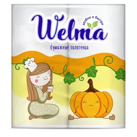 Полотенца бумажные WELMA 2-слойные, 2 шт