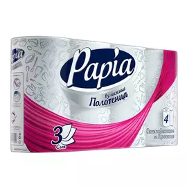 Полотенца кухонные Papia Hayat Белые 3 слоя 4 рулона