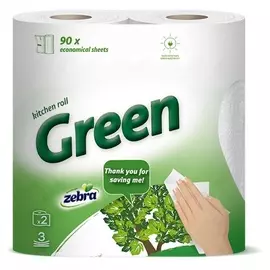 Полотенце кухонное Zebra green 2 рулона 3 слоя