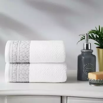 Полотенце махровое Ozdilek strap 50х90 см белый-серый