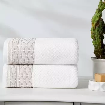 Полотенце махровое Ozdilek strap 50х90 см белый-бежевый