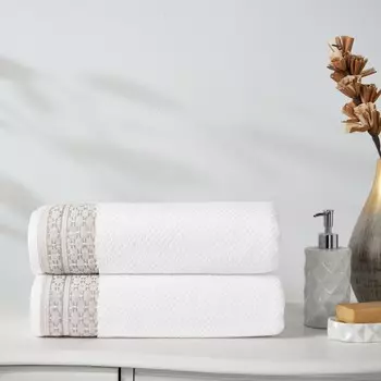 Полотенце махровое Ozdilek strap 90х150 см белый-бежевый