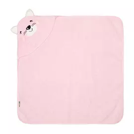 Полотенце Весёлое купание Котик розовое 75*75