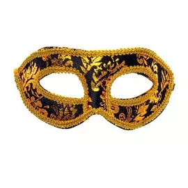 Полумаска Кубера с растительным принтом черный-золотой