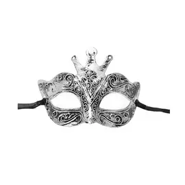 Полумаска Long Cheng Yiwu City античная корона, серебристая