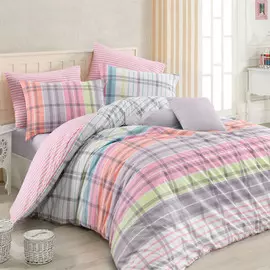 Постельный комплект Bahar ranforce 1.5 сп riva v1 pink