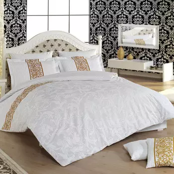 Постельный комплект Bahar satin евро ancelica v1 white