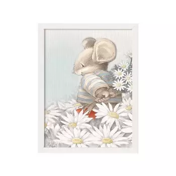 Постер Лакарт Дизайн Мышонок в белой деревянной раме 20х30 см