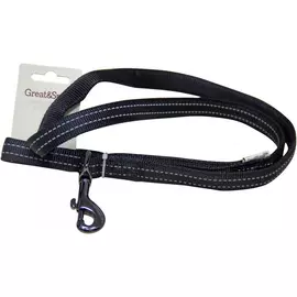 Поводок для собак Great&amp;Small Со светоотражающей строчкой 10х1200 мм Черный