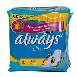 Женские гигиенические прокладки с крылышками Always Ultra Лайт, размер 1, 10 шт