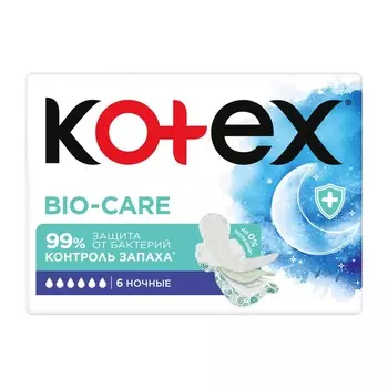 Прокладки Kotex Bio-Care ночные 6 шт