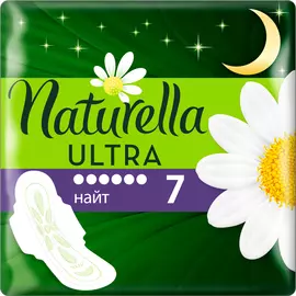 Женские гигиенические ароматизированные прокладки Naturella Ultra Night с ароматом ромашки Single, 7 шт