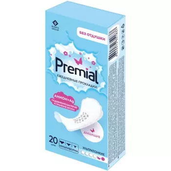 Прокладки Premial женские ежедневные с анионовым чипом 20 шт