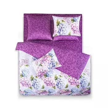 Простыня на резинке Estia Флер фиолетовая 160х200+25 см