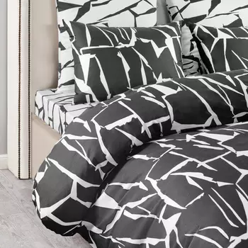 Простыня на резинке Medsleep Сириус белая с черным 160х200+25 см