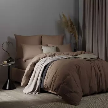 Простыня на резинке Sleepix Юко коричневый 90х200+25 см