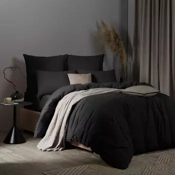 Простыня на резинке Sleepix Юко темно-серый 160х200+25 см