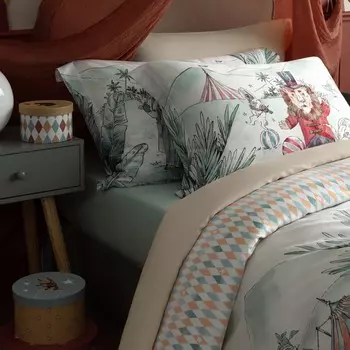 Простыня на резинке Togas Kids Циркус зеленый 60x120+17 см