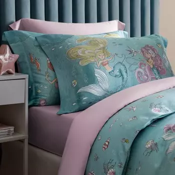 Простыня на резинке Togas Kids Мермани розовый 90х200 см