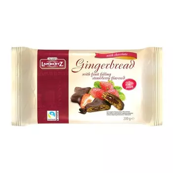 Пряники Jacobsens Bakery с клубничной начинкой в темном шоколаде 200 г