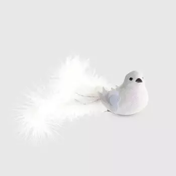 Птица на клипсе Due Esse Christmas белая 12 см