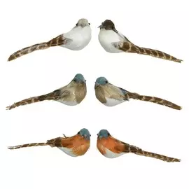 Птичка декор Kaemingk на клипсе 15х6 см 2 шт в ассортименте