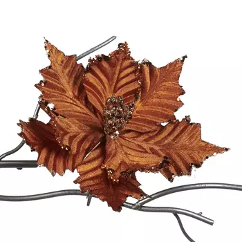 Пуансеттия на клипсе Goodwill медная 25 см