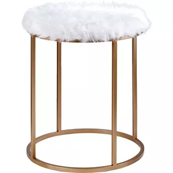 Пуф Glasar с белым мехом 35х35х40 см