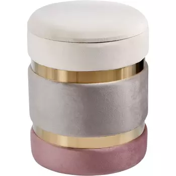 Пуф Glasar с крышкой серо-бежевый с розовым 31х31х36 см