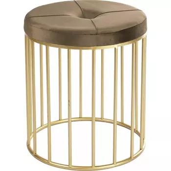 Пуф Glasar золотистый с коричневым 40х40х46 см